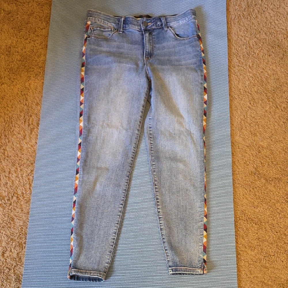 Knox Rose Light Blue Skinny Jeans with Multicolor Side Accents